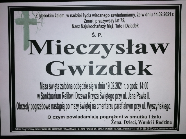 Pogrzeb śp. Mieczysława Gwizdka